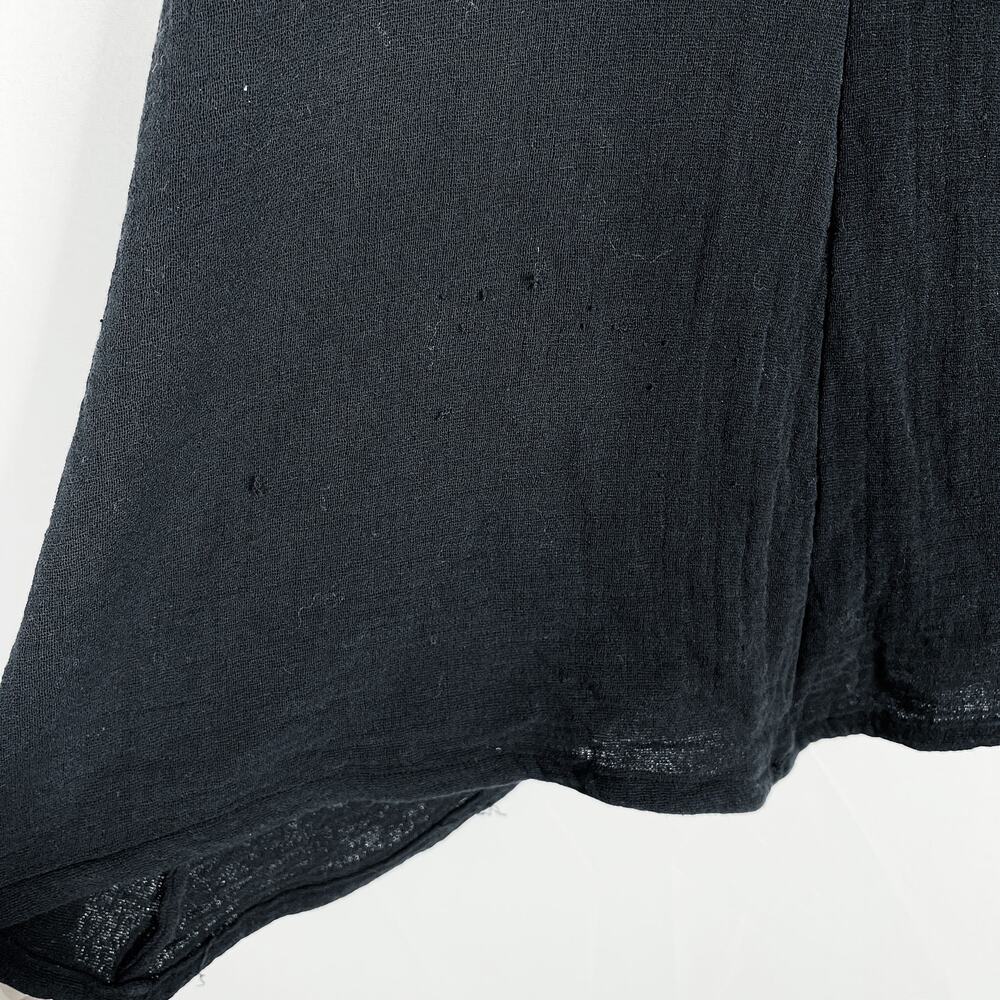 Sam Cho RCH Frayed Hem Vneck Short Sleeve Tee Black Small S Asymmetrical Hem - Picture 7 of 7